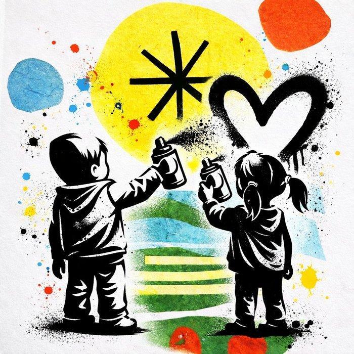 BLING_BÖ - - URBAN HEART - STREET ART CREATION, Antiek en Kunst, Kunst | Designobjecten