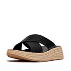 -6% FitFlop  FitFlop F-mode espadrille leather flatform cros, Kleding | Dames, Schoenen, Slippers, Verzenden, Zwart, Nieuw