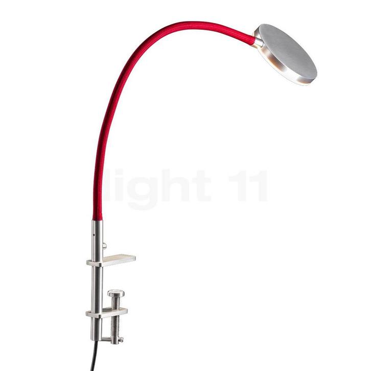 Holtkø¶tter Flex K Klemlamp LED, aluminium/rood, Huis en Inrichting, Lampen | Tafellampen, Nieuw, Verzenden