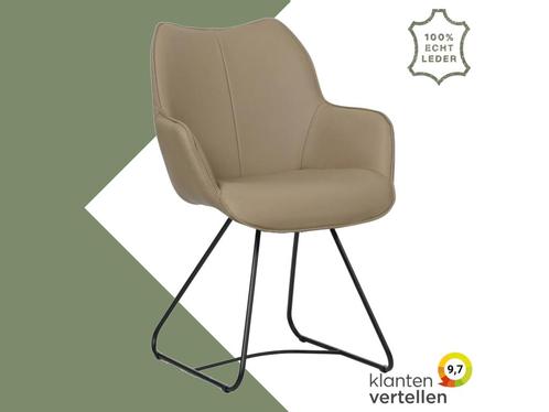 Leren eetkamerstoel Magic - Hermes Mocca (taupe/bruin) -, Huis en Inrichting, Stoelen, Eén, Bruin, Nieuw, Leer, Ophalen of Verzenden
