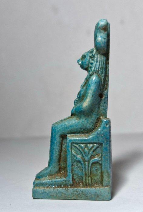 Oude Egypte, Nieuwe rijk Faience Amulet van Godin Sekhmet,, Verzamelen, Mineralen en Fossielen