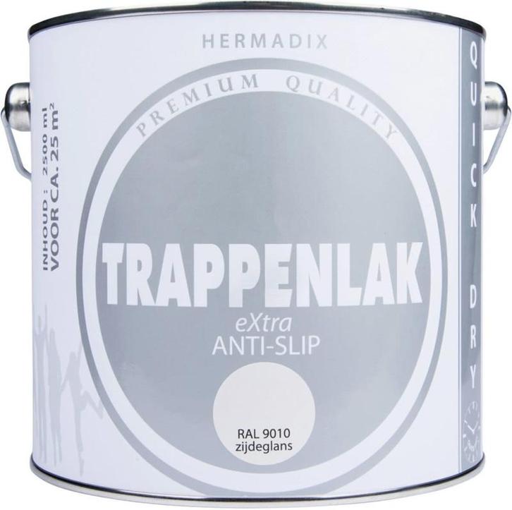 Hermadix Trappenlak Extra Zijdeglans Ral 9010 2,5 liter, Doe-het-zelf en Verbouw, Verf, Beits en Lak, Nieuw, Ophalen of Verzenden