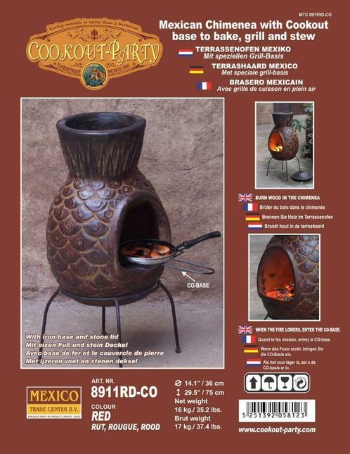 Mexicaanse Tuinhaard SOL-Y-YO 8911RD 36x78cm. GOEDKOOPSTE NL, Tuin en Terras, Tuinhaarden, Nieuw, Ophalen of Verzenden