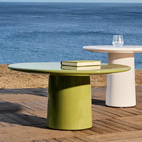 *WOONWINKEL* Kave Home Albanella Cement Salontafel Groen Gla, Huis en Inrichting, Tafels | Salontafels, Nieuw, Verzenden