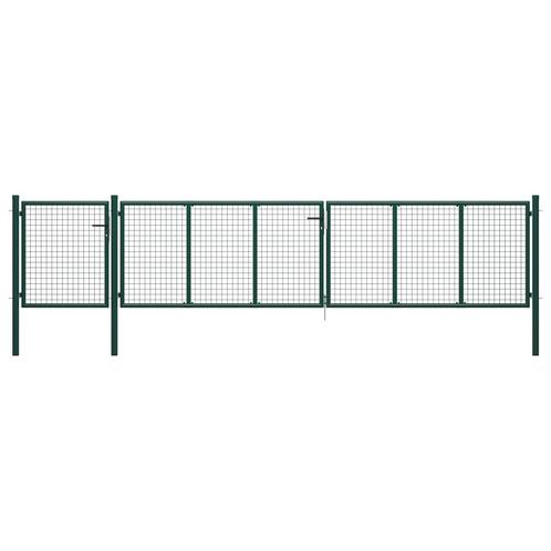 vidaXL Poort 500x100 cm staal groen, Tuin en Terras, Tuinpoorten, Nieuw, Verzenden