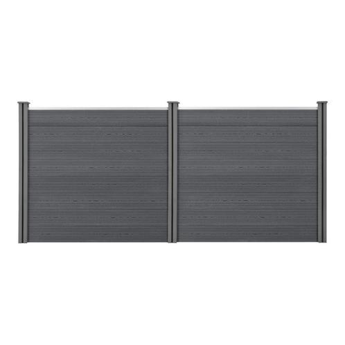 HKC Schuttingpaneel met palen grijs 165x314 cm, Tuin en Terras, Tuinschermen, Nieuw, Verzenden