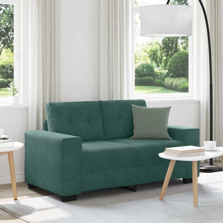 vidaXL Loveseat met kussen Donkergroen Fluweel, Huis en Inrichting, Banken | Bankstellen, Nieuw, Minder dan 150 cm, Verzenden