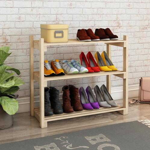 [en.casa] Schoenenrek Them 60x68x30 cm houtkleurig, Huis en Inrichting, Kasten | Schoenenkasten, Nieuw, Verzenden