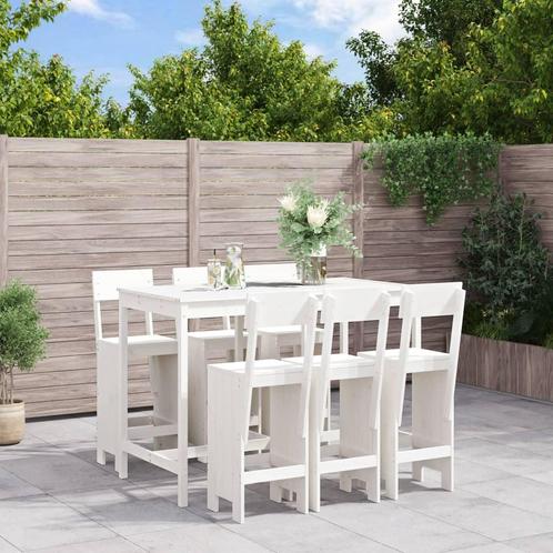 vidaXL 7-delige Barset massief grenenhout wit, Tuin en Terras, Tuinsets en Loungesets, Nieuw, 7 zitplaatsen, Verzenden