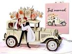 Romantische Trouwkaart Trouwauto met Bruidspaar Wenskaart, Verzenden, Nieuw