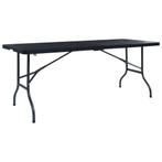 vidaXL Tuintafel inklapbaar 180x75x72 cm HDPE en kunstrattan, Tuin en Terras, Tuintafels, Verzenden, Nieuw, Metaal