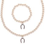 Set - Kinderketting en armbandje - ivoorkleurige immitatiepa, Ophalen of Verzenden, Nieuw
