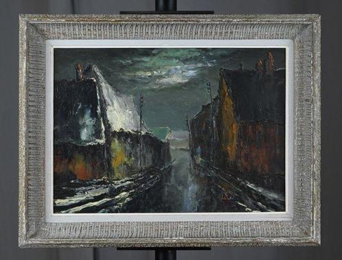 René Prin (1905-1985) - La rue du village, Antiek en Kunst, Kunst | Schilderijen | Klassiek