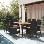 vidaXL 9-delige Tuinset poly rattan zwart, Tuin en Terras, Tuinsets en Loungesets, Nieuw, 8 zitplaatsen, Tuinset, Verzenden