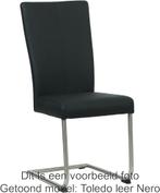 Set van 8 Leren eetkamerstoelen sledepoot rond - Echt leer,, Huis en Inrichting, Stoelen, Overige kleuren, Nieuw, Leer, Ophalen of Verzenden