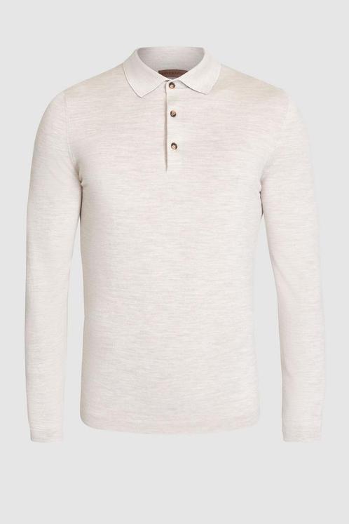 STILE LATINO superfijne merino wollen polo longsleeves, Kleding | Heren, Truien en Vesten, Beige, Nieuw, Ophalen of Verzenden