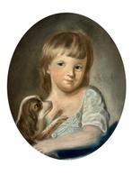 Scuola italiana (XVIII-XIX) - Ritratto di fanciullo con cane, Antiek en Kunst