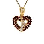 Gouden hart hanger met granaat en diamant 14 krt, Sieraden, Tassen en Uiterlijk, Kettinghangers, Ophalen of Verzenden, Nieuw