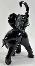 Scultura Elefante – Vetro Nero e Bianco - Murano Italia -, Antiek en Kunst