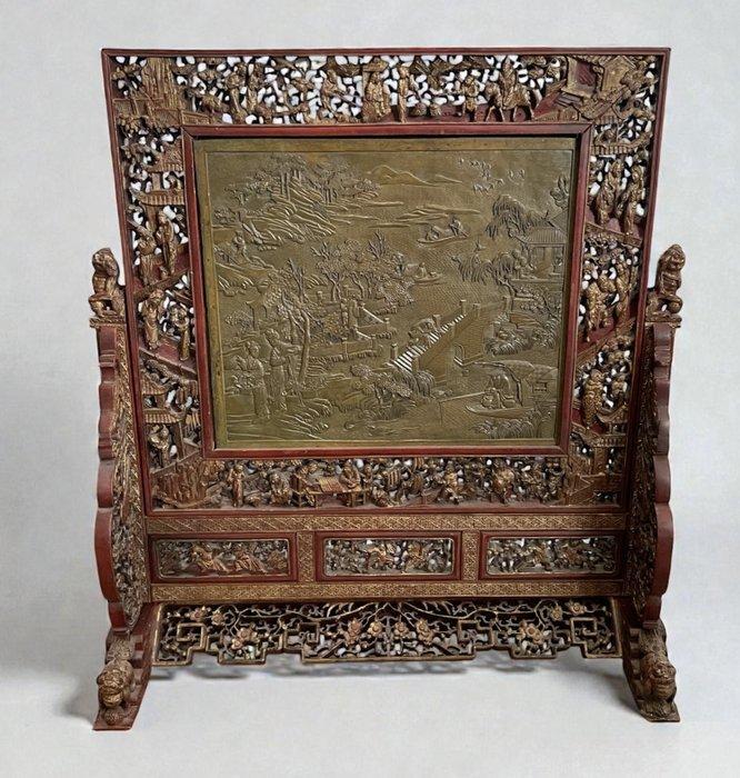 Kamerscherm / haardscherm - Hout, Brons - China - 20e eeuw, Antiek en Kunst, Antiek | Overige Antiek