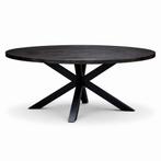 Ronde eettafel 180cm mango - walnoot - black met spinpoot, 150 tot 200 cm, Rond, Nieuw, Vijf personen of meer
