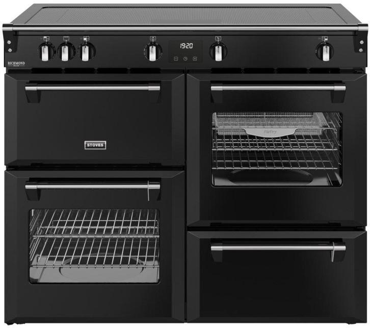 Stoves Richmond 100 ZLS DX inductie fornuis - zwart - fullfl, Witgoed en Apparatuur, Fornuizen, 60 cm of meer, Vrijstaand, 5 kookzones of meer