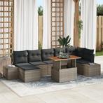 vidaXL 8-delige tuinset met kussens in grijs poly rattan en, Tuin en Terras, Tuinsets en Loungesets, Verzenden, Nieuw, Rotan, Tuinset