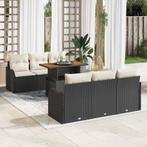 vidaXL Tuin Sofa Set met kussen 7 pcs Zwart en crème 100 x, Tuin en Terras, Verzenden, Nieuw, Rotan