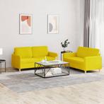 vidaXL 2-delige Loungeset met kussens stof lichtgeel, Huis en Inrichting, Banken | Bankstellen, Verzenden, Nieuw, Vierpersoons of meer