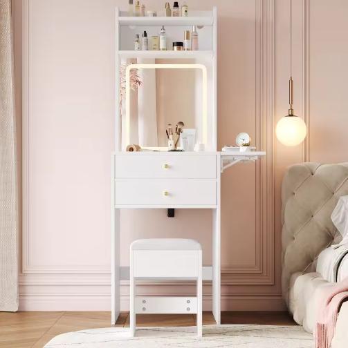 Kaptafel met Verstelbare LED-Verlichting, Kruk en Opbergruim, Huis en Inrichting, Tafels | Kaptafels, Nieuw, Verzenden