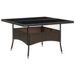 vidaXL Tuintafel poly rattan en glas bruin, Verzenden, Nieuw