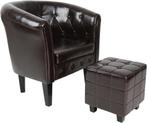 Fauteuil met armleuning - Relaxstoel - Met Hocker - Bruin -, Verzenden, Zo goed als nieuw