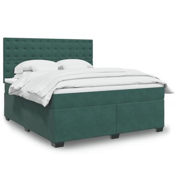 vidaXL Boxspring met matras fluweel donkergroen 180x200 cm beschikbaar voor biedingen