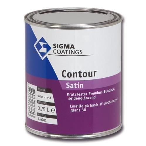 Sigma Contour Satin - Wit - 1 liter (LAKVERF), Doe-het-zelf en Verbouw, Verf, Beits en Lak, Lak, Wit, Nieuw, Minder dan 5 liter