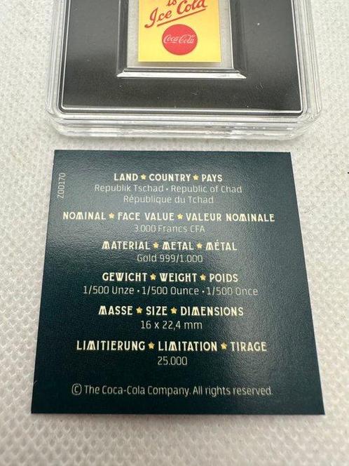 Tsjaad. 3000 Francs Cocacola, oro 1/500 Oz (.999) (Zonder, Postzegels en Munten, Munten | Europa | Niet-Euromunten