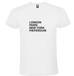 Pieperduin op t-shirt als print met London, Paris, New York,, Overige kleuren, Roly, Verzenden, Nieuw
