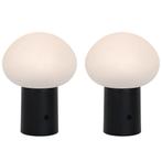 Set van 2 tafellampen mushroom zwart incl. LED oplaadbaar -, Huis en Inrichting, Lampen | Tafellampen, Nieuw, Kunststof, Design