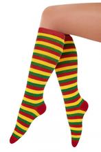 Lange Sokken Rood Geel Groen Gestreept 36 37 38 39 40 41 Car, Kleding | Dames, Carnavalskleding en Feestkleding, Ophalen of Verzenden