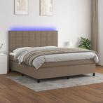 vidaXL Boxspring met matras en LED stof taupe 180x200 cm, Huis en Inrichting, Slaapkamer | Bedden, Eenpersoons, Verzenden, Nieuw