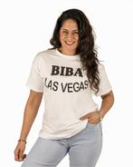 Wit T-shirt met zwarte Biba Las Vegas print van El-Vita, Kleding | Dames, T-shirts, Nieuw, Verzenden