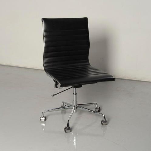 Frontseat vergaderstoel, zwart leder, verrijdbaar, Huis en Inrichting, Stoelen, Ophalen of Verzenden