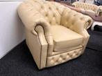 Chesterfield Maarssen !! Creme Lederen Chesterfield Fauteuil, Huis en Inrichting, Fauteuils, Ophalen, Zo goed als nieuw, Leer