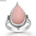 Zilveren pink drop opaal ring, Nieuw, Zilver, Verzenden