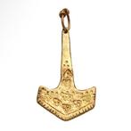 Viking periode Goud Hamer van Thor hanger, Antiek en Kunst