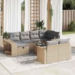 vidaXL 11-delige Tuinset met kussens poly rattan beige, Meer dan 8 zitplaatsen, Nieuw, Tuinset, Verzenden