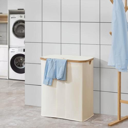 [en.casa] Wasmand Rusko met 3 waszakken 69x57x37 cm beige, Huis en Inrichting, Badkamer | Badtextiel en Accessoires, Nieuw, Verzenden