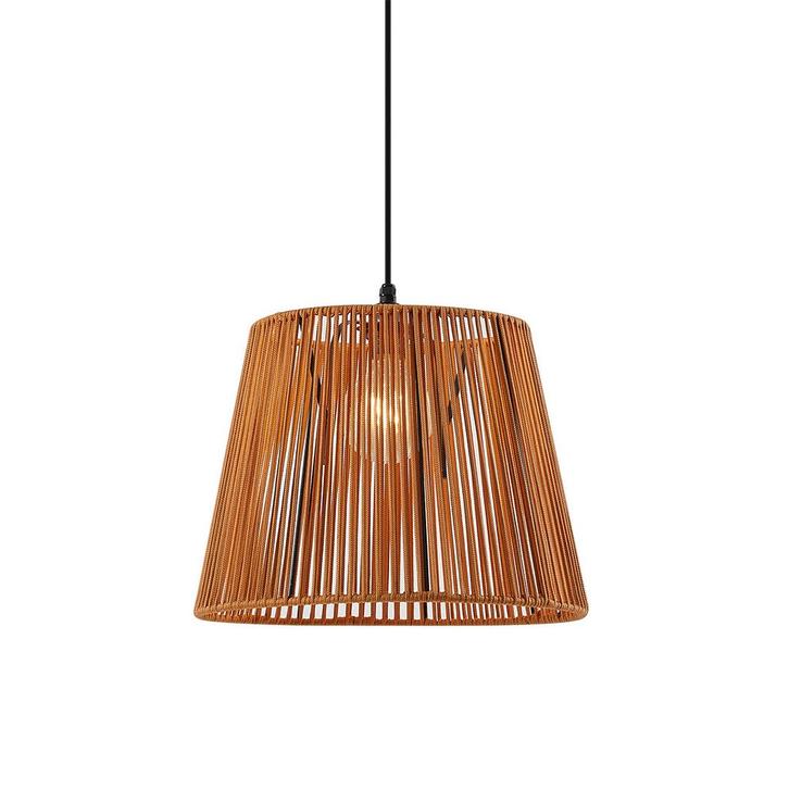 Buiten hanglamp zwart met oranje kap van touw IP44 - Cava, Tuin en Terras, Buitenverlichting, Nieuw, Minder dan 50 watt, Overige materialen