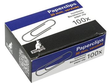 Paperclips Kangaro 30mm rond doosje 100 stuks. Verzinkt