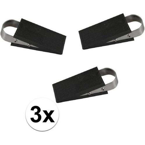 Benson Set van 3 rubberen deurstoppers - wigmodel met RVS..., Doe-het-zelf en Verbouw, Hang- en Sluitwerk, Nieuw, Ophalen of Verzenden