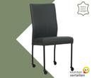 Leren eetkamerstoel Comfort met wieltjes - Hermes Ocean, Huis en Inrichting, Stoelen, Blauw, Nieuw, Leer, Ophalen of Verzenden